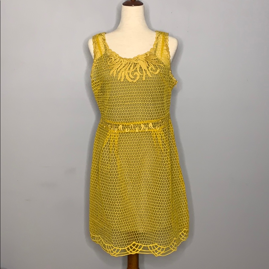 Altar'd State Nwt Yellow Lace Sleeveless Dress L